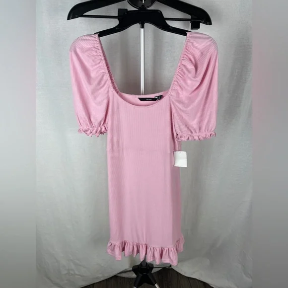 VERO MODA Pink Aria Puff Sleeve Minidress Size Medium NWT - Picture 5 of 10